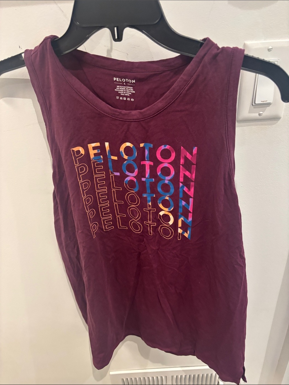 Peloton Women's Burgundy Graphic Muscle Tee with Multicolor Logo